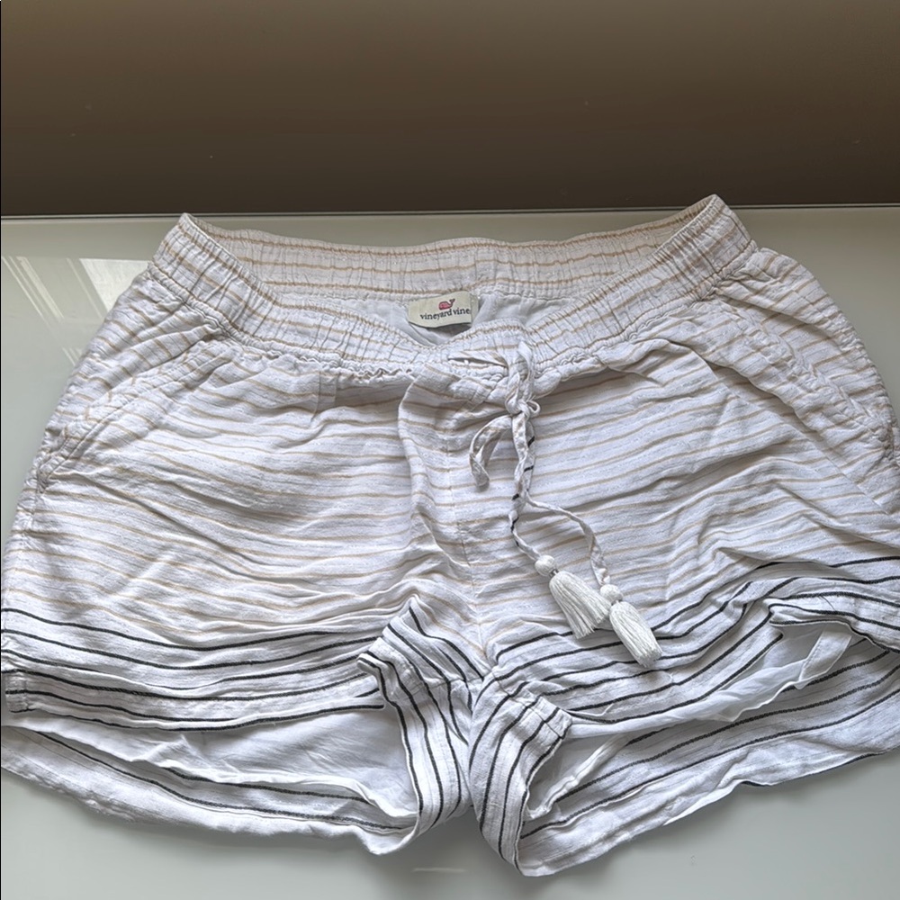 Women's White Striped Shorts